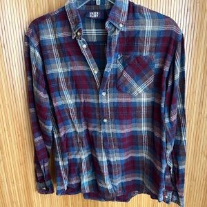 Faded Glory boys Casual Plaid Shirt - Burgundy and Blue